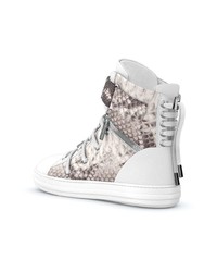 Мужские серые кожаные высокие кеды со змеиным рисунком от Swear