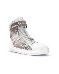 Мужские серые кожаные высокие кеды со змеиным рисунком от Swear