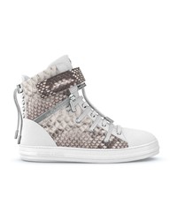 Мужские серые кожаные высокие кеды со змеиным рисунком от Swear