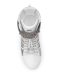 Женские серые кожаные высокие кеды со змеиным рисунком от Swear