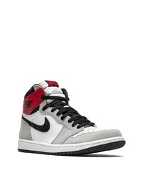 Мужские серые кожаные высокие кеды от Jordan