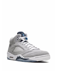 Мужские серые кожаные высокие кеды от Jordan