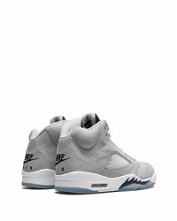 Мужские серые кожаные высокие кеды от Jordan