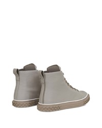 Мужские серые кожаные высокие кеды от Giuseppe Zanotti