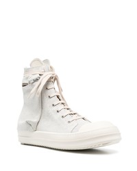 Мужские серые кожаные высокие кеды от Rick Owens DRKSHDW