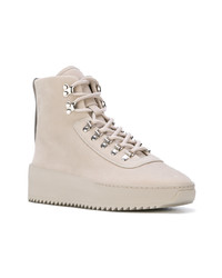 Мужские серые кожаные высокие кеды от Fear Of God