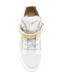 Мужские серые кожаные высокие кеды от Giuseppe Zanotti Design