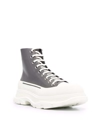 Мужские серые кожаные высокие кеды от Alexander McQueen