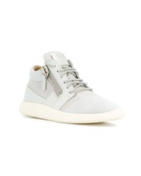 Женские серые кожаные высокие кеды от Giuseppe Zanotti Design