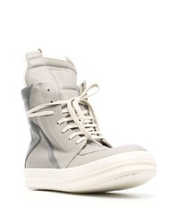 Мужские серые кожаные высокие кеды от Rick Owens