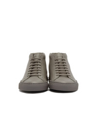 Мужские серые кожаные высокие кеды от Common Projects