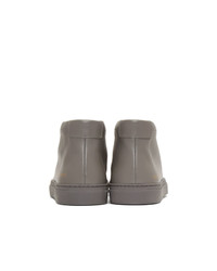 Мужские серые кожаные высокие кеды от Common Projects