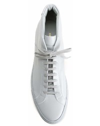 Мужские серые кожаные высокие кеды от Common Projects