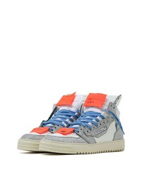 Мужские серые кожаные высокие кеды от Off-White