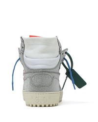 Мужские серые кожаные высокие кеды от Off-White