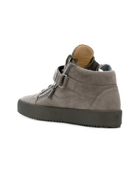 Мужские серые кожаные высокие кеды от Giuseppe Zanotti Design