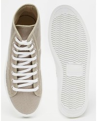 Женские серые кожаные высокие кеды от Park Lane