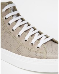 Женские серые кожаные высокие кеды от Park Lane