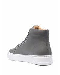 Мужские серые кожаные высокие кеды от Philipp Plein