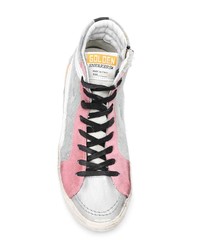 Женские серые кожаные высокие кеды от Golden Goose Deluxe Brand