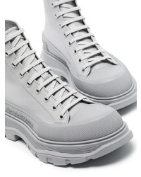 Мужские серые кожаные высокие кеды от Alexander McQueen