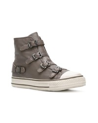 Женские серые кожаные высокие кеды от Ash