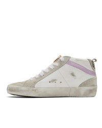 Женские серые кожаные высокие кеды от Golden Goose