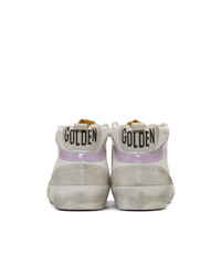 Женские серые кожаные высокие кеды от Golden Goose