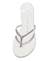 Серые кожаные вьетнамки от Giuseppe Zanotti