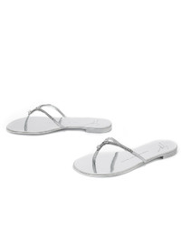 Серые кожаные вьетнамки от Giuseppe Zanotti