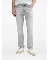 Серые кожаные джинсы