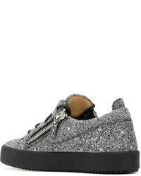 Женские серые кожаные кеды от Giuseppe Zanotti Design