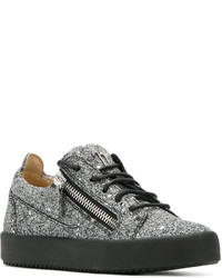 Женские серые кожаные кеды от Giuseppe Zanotti Design