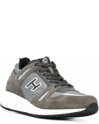 Мужские серые кожаные кеды от Hogan