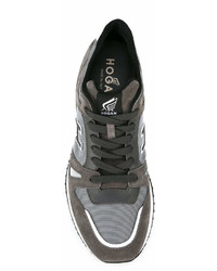 Мужские серые кожаные кеды от Hogan