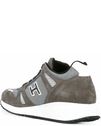 Мужские серые кожаные кеды от Hogan