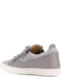 Женские серые кожаные кеды от Giuseppe Zanotti Design