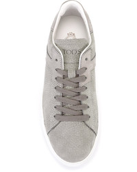 Мужские серые кожаные кеды от Tod's