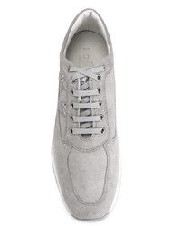 Женские серые кожаные кеды от Hogan