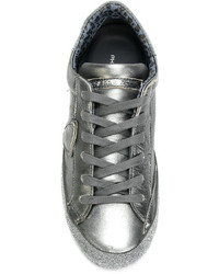 Женские серые кожаные кеды от Philippe Model