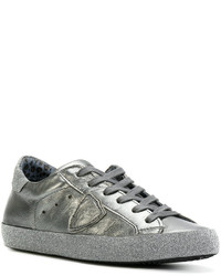 Женские серые кожаные кеды от Philippe Model