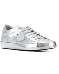 Женские серые кожаные кеды от Philippe Model