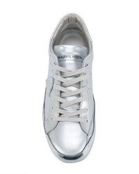 Женские серые кожаные кеды от Philippe Model