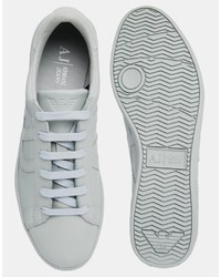 Мужские серые кожаные кеды от Armani Jeans