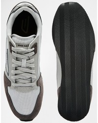 Мужские серые кожаные кеды от Diesel