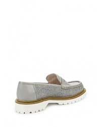 Женские серые кожаные лоферы от Bronx