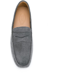 Мужские серые кожаные лоферы от Tod's
