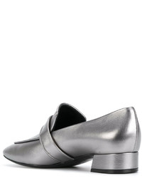 Женские серые кожаные лоферы от Casadei