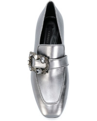 Женские серые кожаные лоферы от Casadei