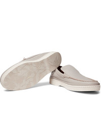 Мужские серые кожаные лоферы от Ermenegildo Zegna